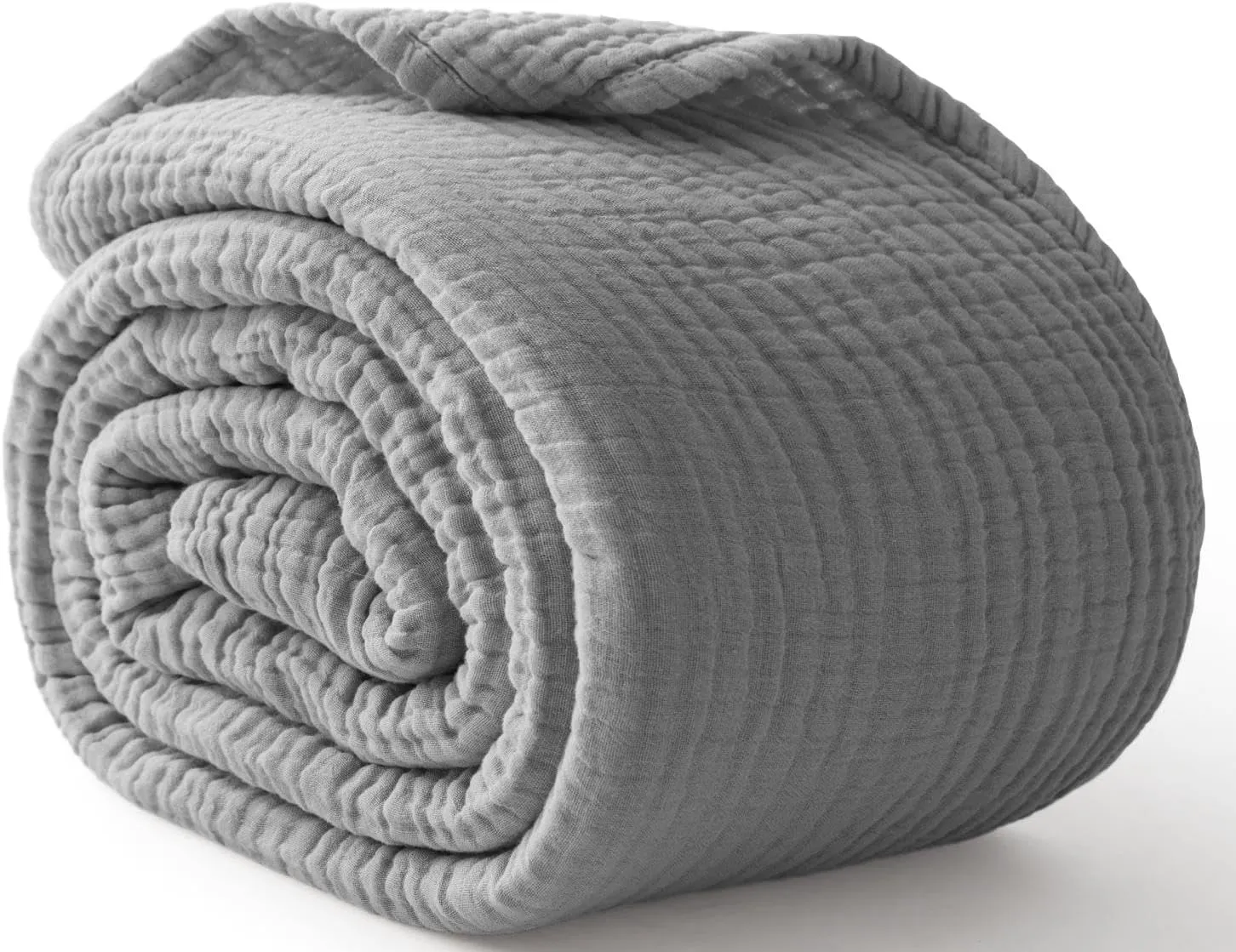 100% Cotton Muslin Blanket Large 50" x 70", 6 Layers Breathable and Lightweight Cotton Throw Blanket for Couch, Soft Quilt Bedspread, Gauze Blanket for Adults All Season, Grey