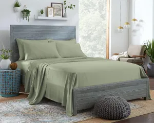 100% Organic Eucalyptus Bed Sheets King Size 4 Piece Set, Tencel Lyocell, Silky Soft & Smooth, Breathable, 16 Inch Deep Pockets, 1 Fitted, 1 Flat, 2 Pillowcases (King, Sage)