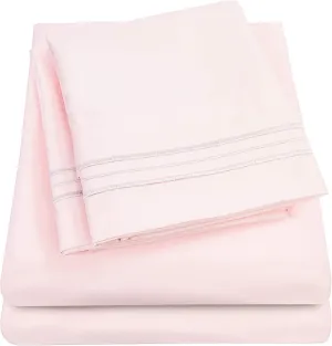 1500 Supreme Collection Extra Soft RV Short Queen Sheets Set, Pale Pink - Luxury Bed Sheets Set with Deep Pocket Wrinkle Free Hypoallergenic Bedding, Over 40 Colors, RV Short Queen Size, Pale Pink