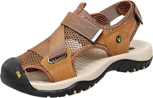 2023 New Andals Men's Breathable Sports Outdoor Beach Shoes Slip Hollow Cowhide Men's Shoes Sandals Wide Width Men