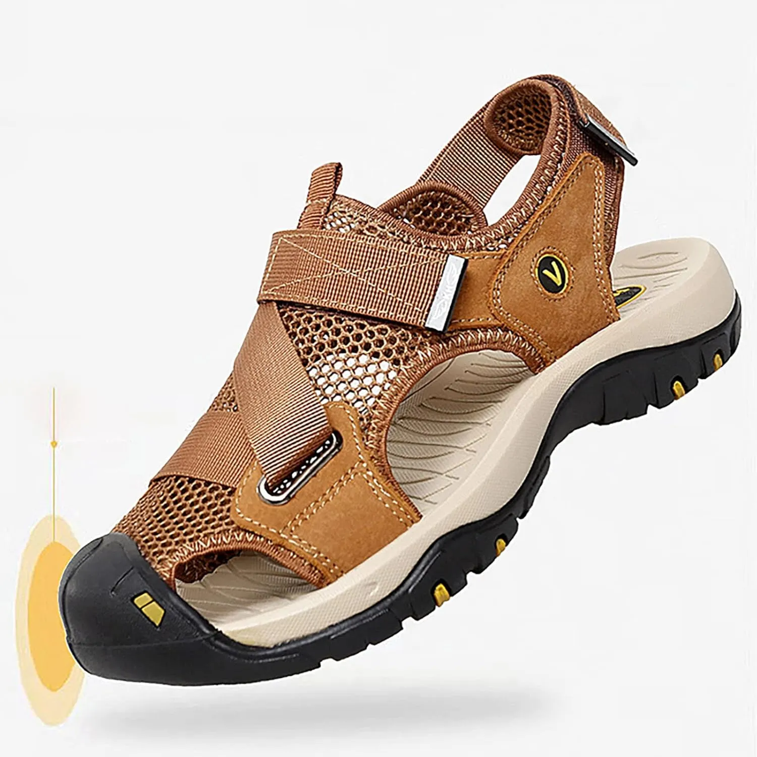 2023 New Andals Men's Breathable Sports Outdoor Beach Shoes Slip Hollow Cowhide Men's Shoes Sandals Wide Width Men