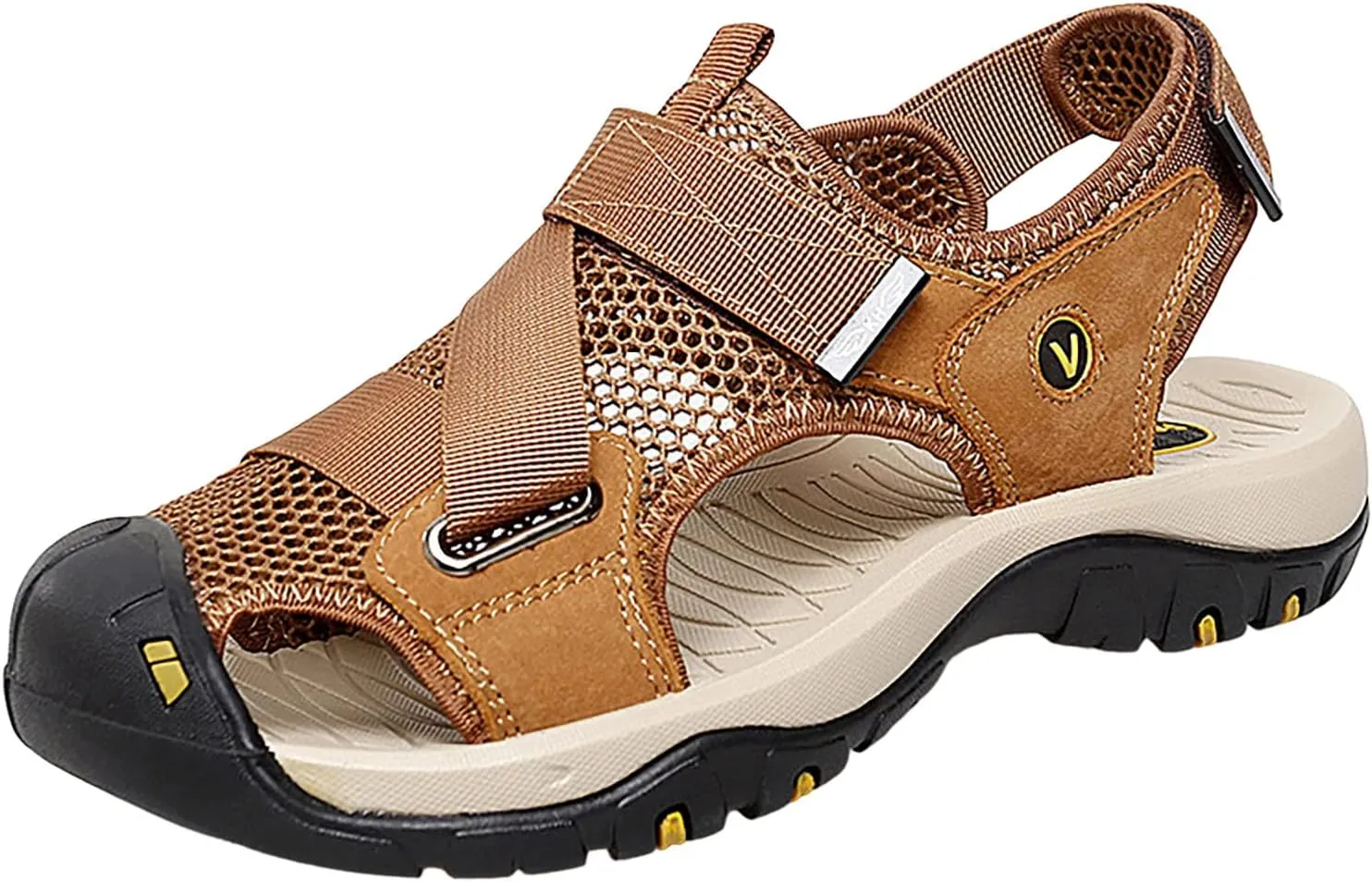 2023 New Andals Men's Breathable Sports Outdoor Beach Shoes Slip Hollow Cowhide Men's Shoes Sandals Wide Width Men