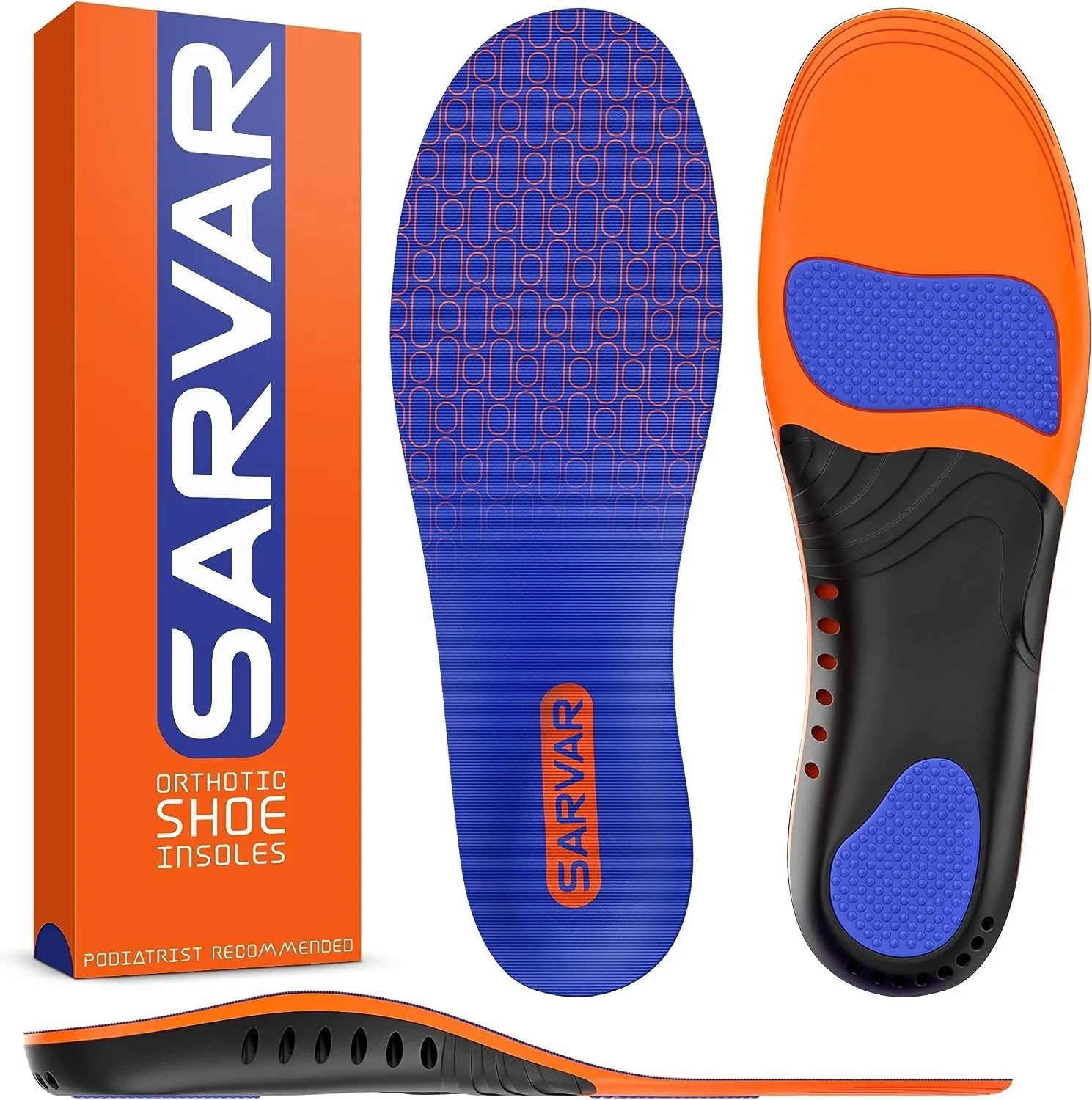 220  lbs Heavy Duty Support Plantar Fasciitis Insoles Arch Support Orthotic Inserts Insoles for Big & Tall Men Women, Work Boot Shoe Insole (Indigo, L)