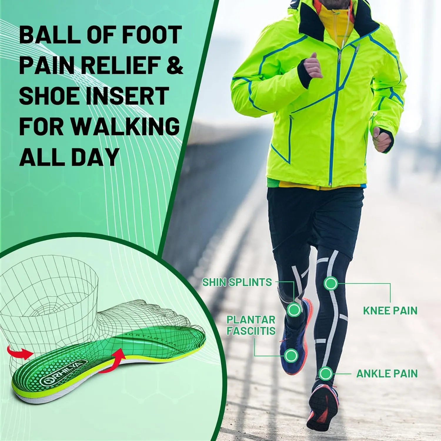 220lbs  High Arch Support Insert Plantar Fasciitis Relief Metatarsal Pain Orthotic Insole for Men & Women Standing All Day, Flat Feet Heel Comfort Work Boot Shoe Inserts,260MM Size 7
