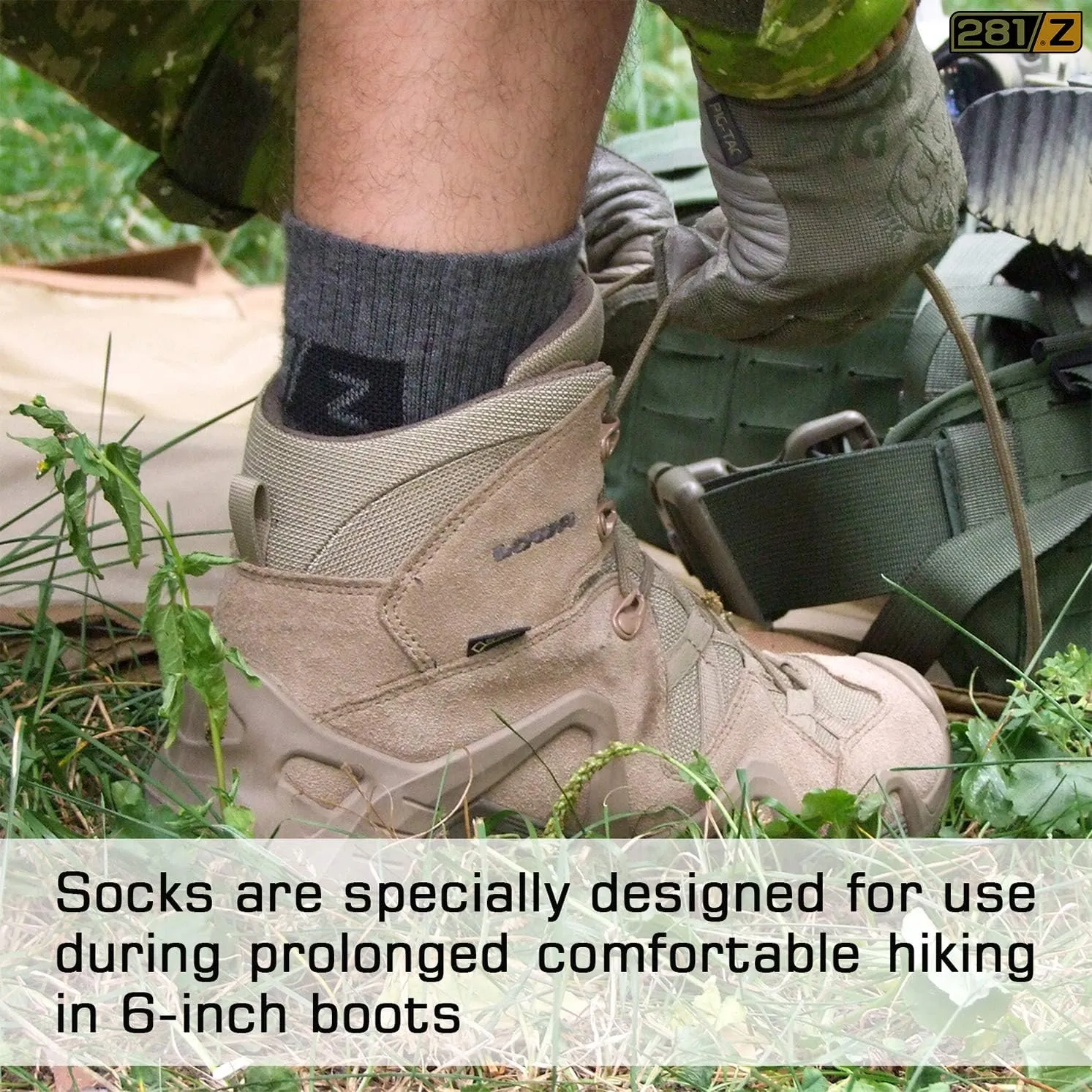 281Z Military Cotton Micro Crew Boot Socks - Cushioned Sole - Moisture Wicking