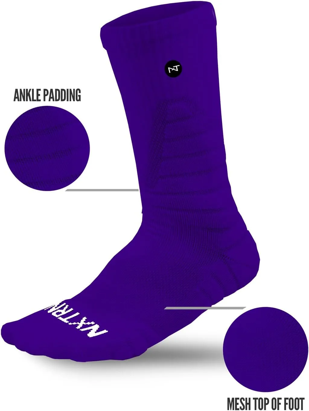3 Pairs Nxtrnd Crew Socks for Men & Boys, Padded Basketball & Football Socks