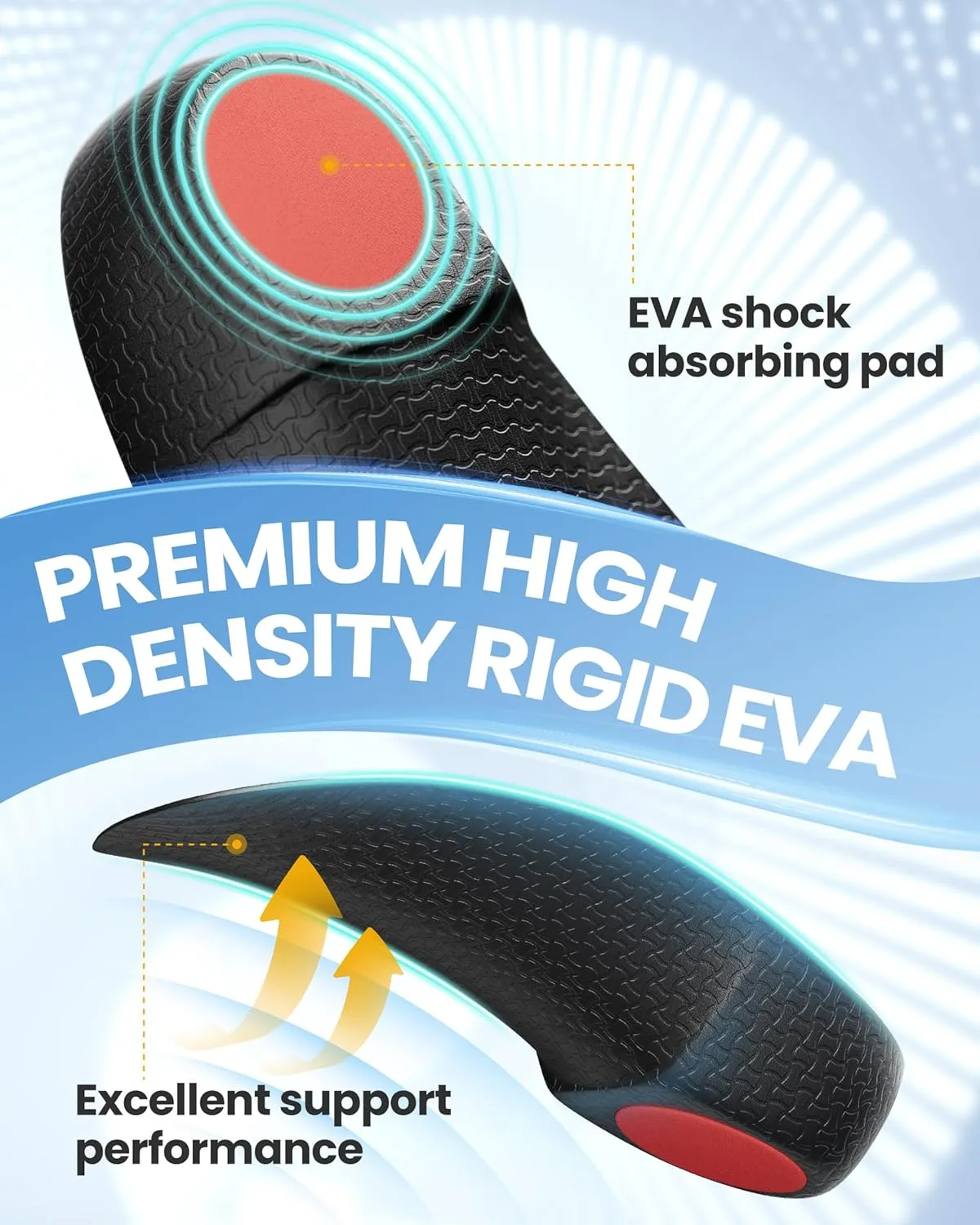3/4 Arch Support Insoles for Women/Men,QBK Orthotics Shoe Insoles High Arch Supports Shoe Insoles for Plantar Fasciitis, Flat Feet, Over-Pronation,Height Increase Insoles, Heel Cushion Inserts，M