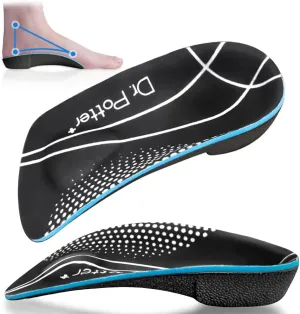 3/4 Plantar Fasciitis Insoles, High Arch Support Inserts for Flat Feet, Over-Pronation and Foot Pain, Metatarsal Support Insoles for Metatarsalgia (Medium(Men's 6.5-8.5, Women's 7.5-9.5))