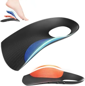 3/4 Removable High Arch Support Shoe Inserts, Orthopedic Insoles for Plantar Fasciitis Relief, Standing All Day Pain Relief, Knee Pain, Over-Pronation, Shoe Insoles for Men & Women - L(Men8-9.5)