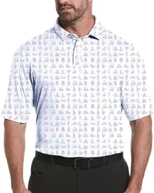 3D Printed Mens Golf Shirt Moisture Wicking Quick-Dry Performance Polo Shirts for Men