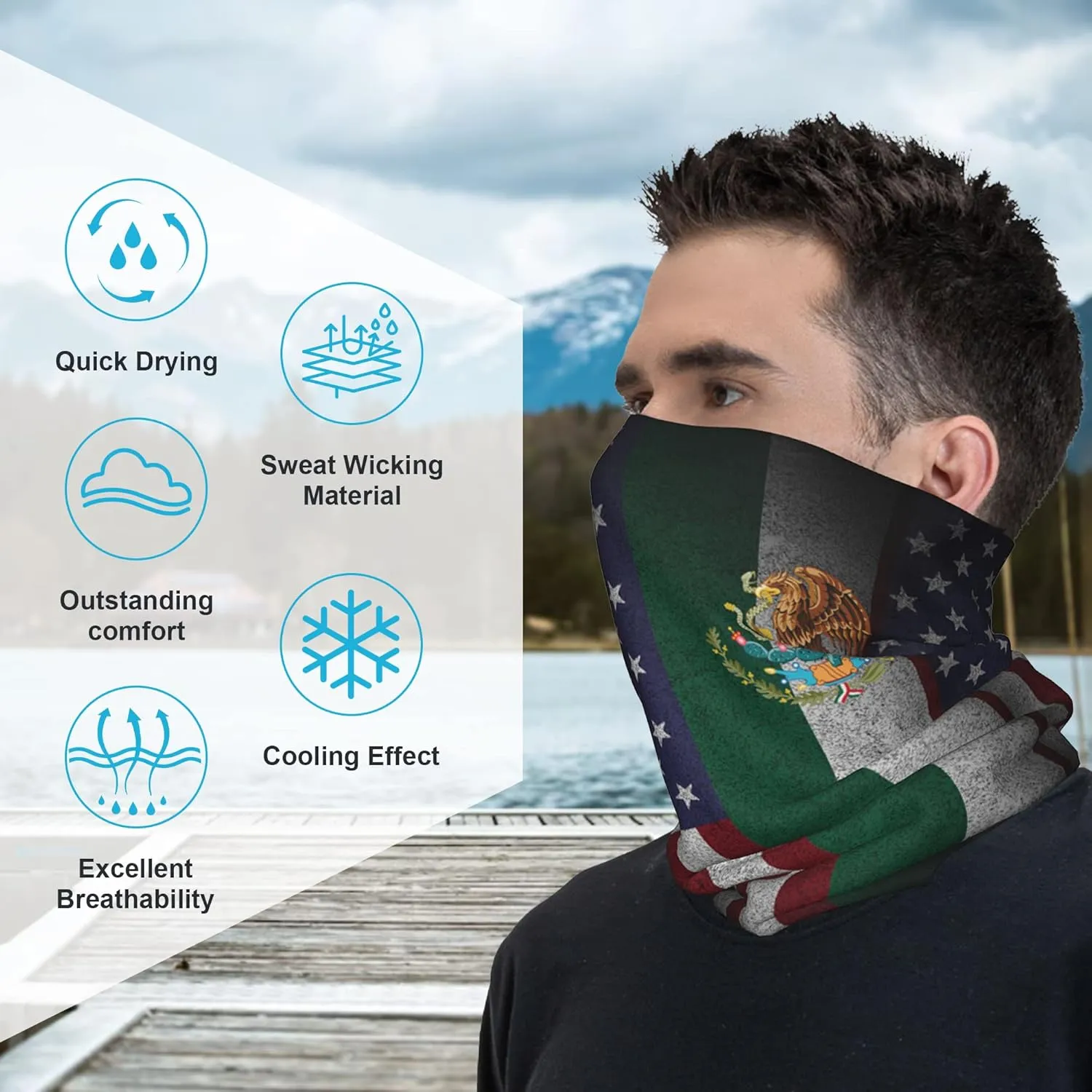 4Pcs Magic Headwear Neck Gaiter Tube Scarf Headbands Bandana Balaclava for Outdoor Running Cycling Skating Work Out