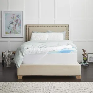 4" SealyChill™ Gel   Comfort Memory Foam Mattress Topper with Pillowtop Washable Allergen Resistant Cover, California King, White