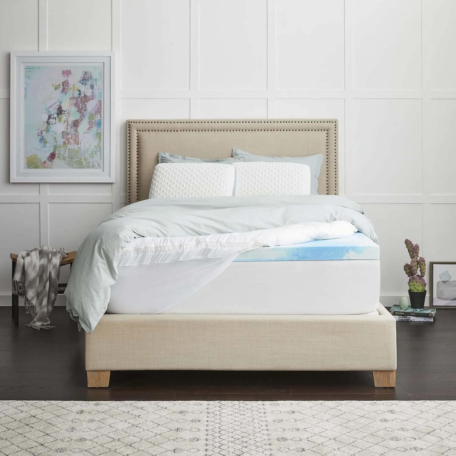 4" SealyChill™ Gel   Comfort Memory Foam Mattress Topper with Pillowtop Washable Allergen Resistant Cover, California King, White