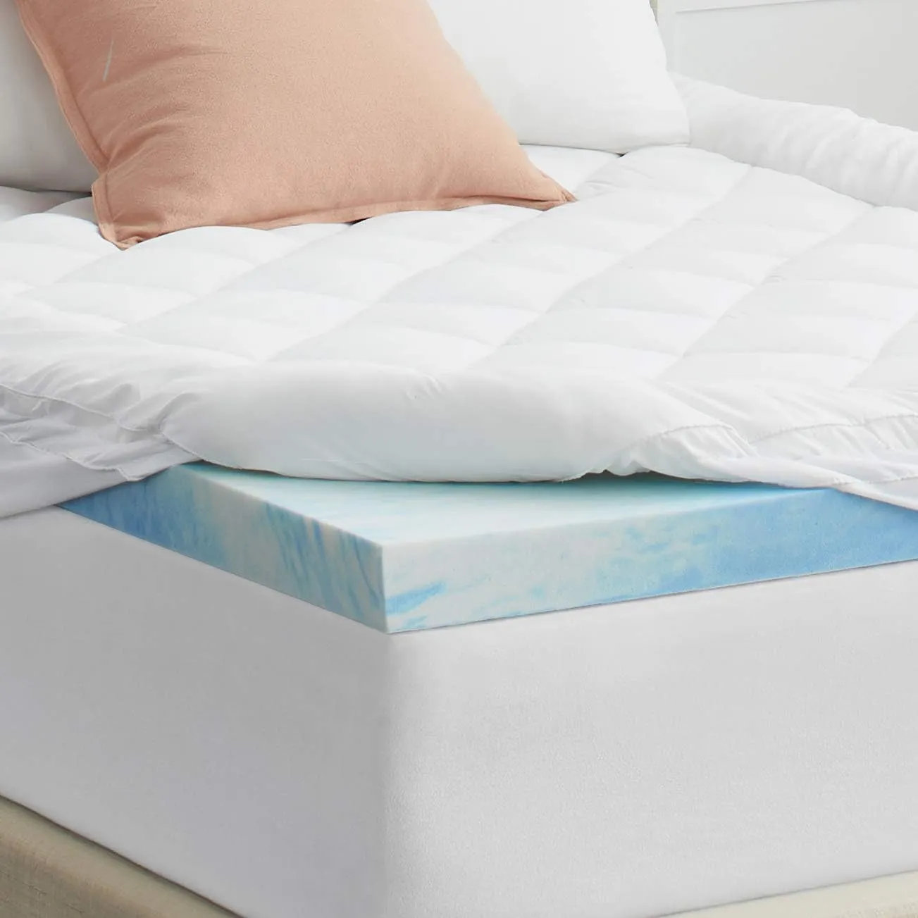 4" SealyChill™ Gel   Comfort Memory Foam Mattress Topper with Pillowtop Washable Allergen Resistant Cover, California King, White