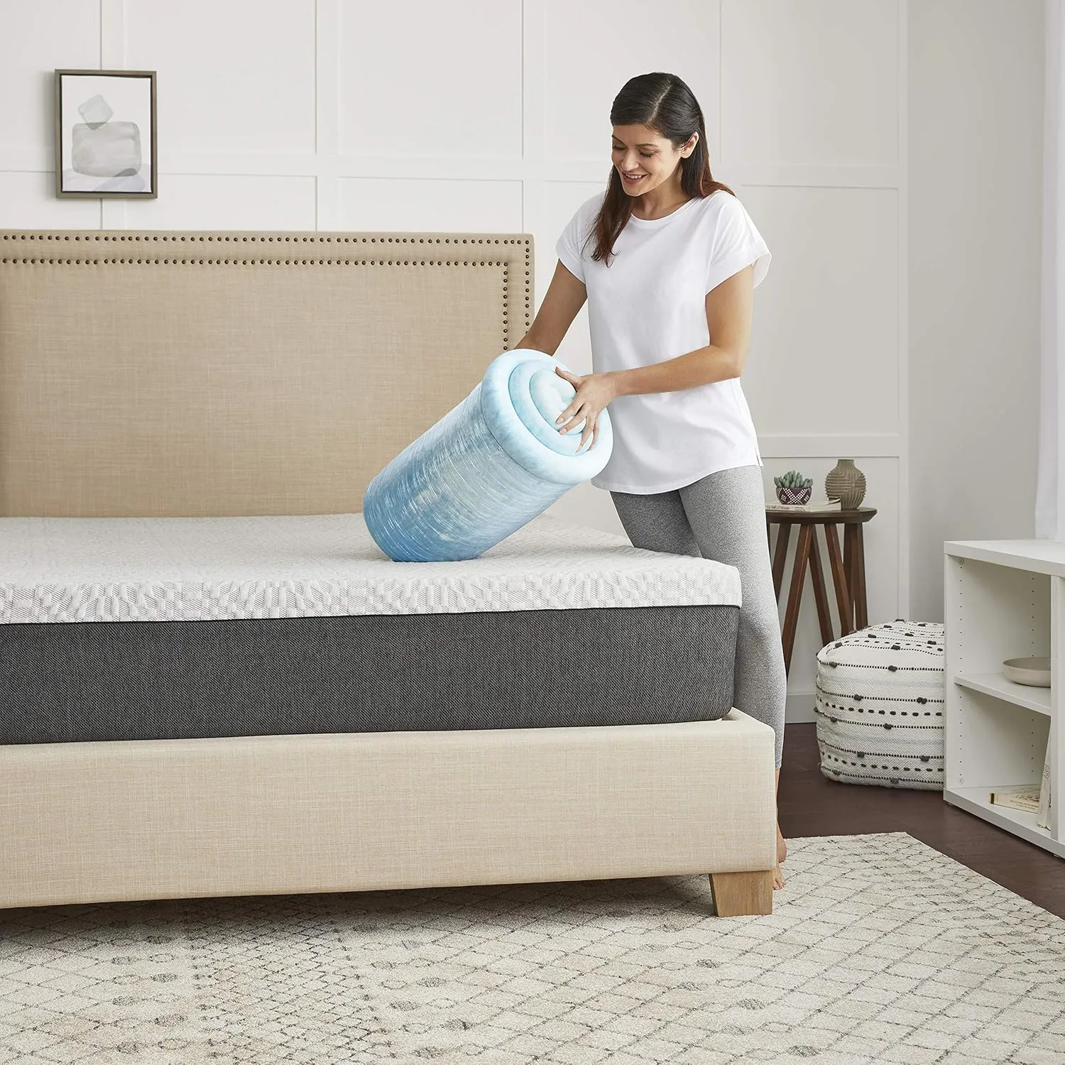 4" SealyChill™ Gel   Comfort Memory Foam Mattress Topper with Pillowtop Washable Allergen Resistant Cover, California King, White