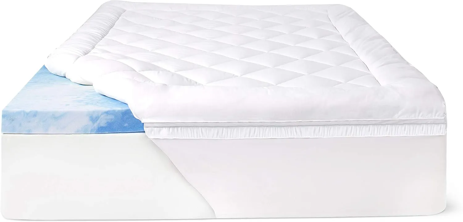 4" SealyChill™ Gel   Comfort Memory Foam Mattress Topper with Pillowtop Washable Allergen Resistant Cover, California King, White