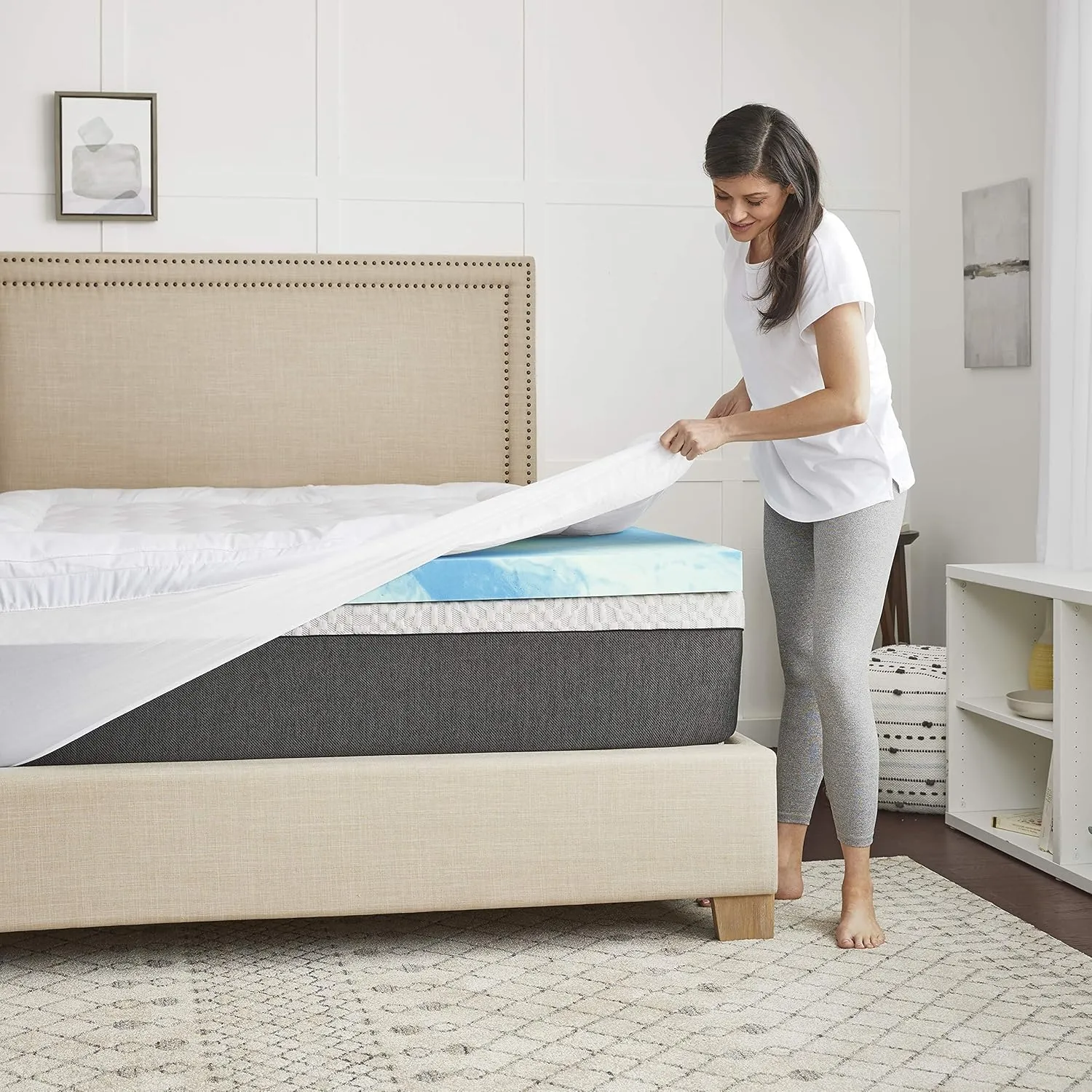 4" SealyChill™ Gel   Comfort Memory Foam Mattress Topper with Pillowtop Washable Allergen Resistant Cover, California King, White