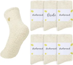 6 Pair Fuzzy Socks Bridesmaid Proposal Gifts Cozy Soft Fluffy Slipper Socks Wedding Party Favors for Women and Girls