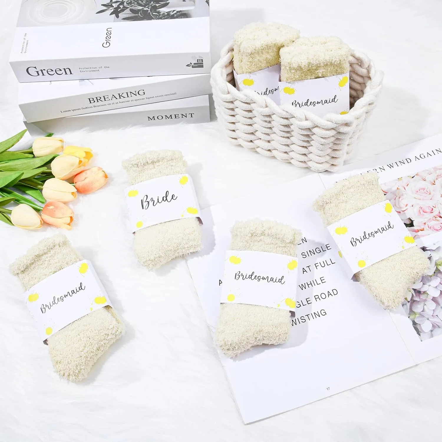 6 Pair Fuzzy Socks Bridesmaid Proposal Gifts Cozy Soft Fluffy Slipper Socks Wedding Party Favors for Women and Girls