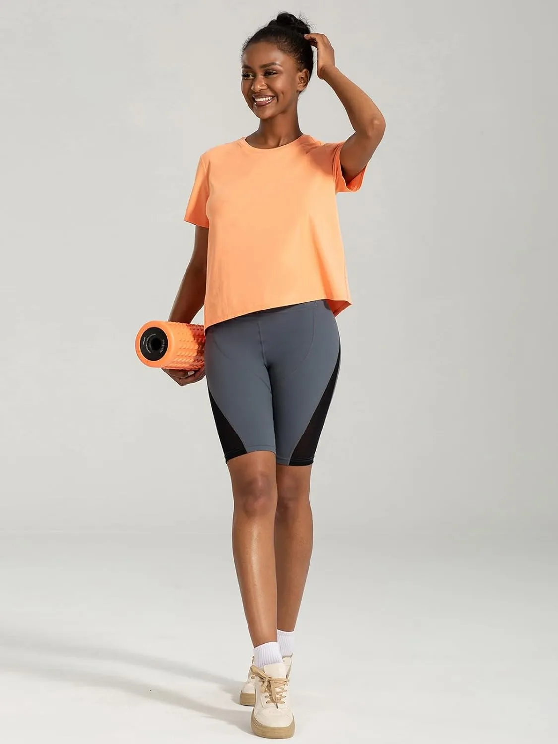 AARYA Workout Tops for Women UPF50 Breathable Loose Fit Yoga T Shirts Short Sleeve Running Gym Athletic Tee Top