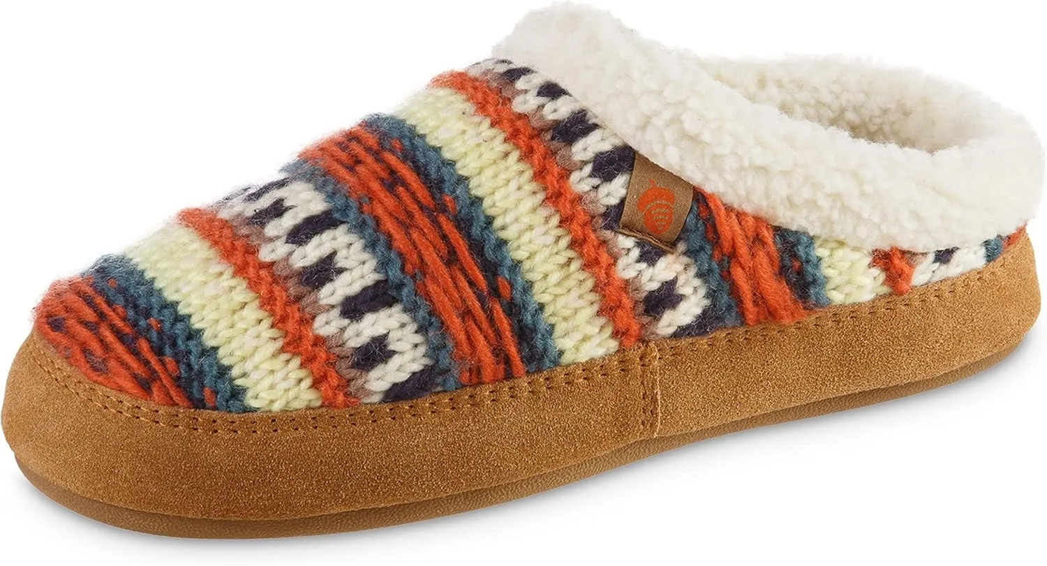 Acorn Womens Slipper with Berber Lining, Suede Siding and Durable Non-Slip Indoor/Outdoor Sole