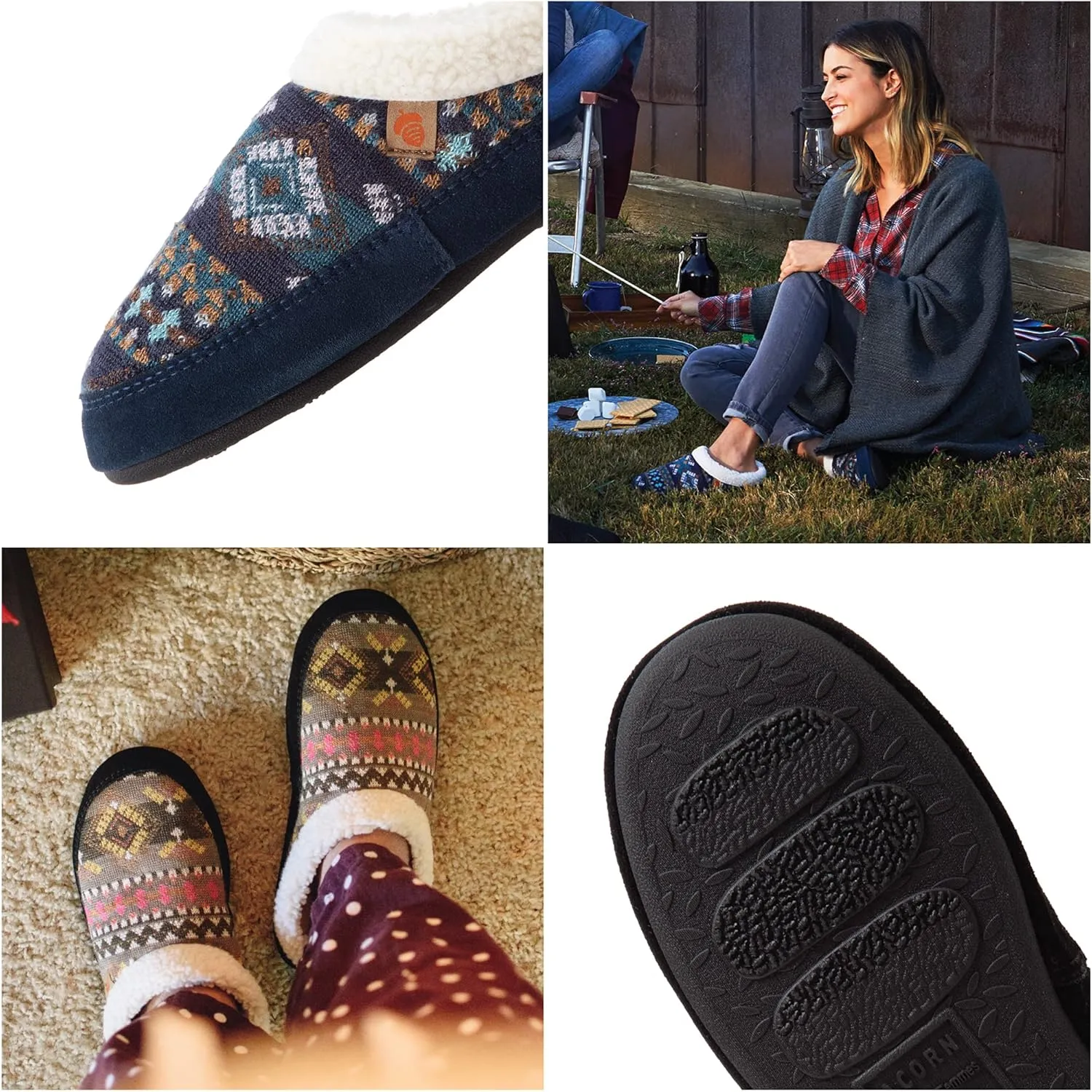 Acorn Womens Slipper with Berber Lining, Suede Siding and Durable Non-Slip Indoor/Outdoor Sole
