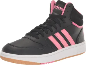 adidas Originals Kids Hoops 3.0 Mid_Legacy Sneaker, Black/Pink Fusion/White, 10 US Unisex Toddler