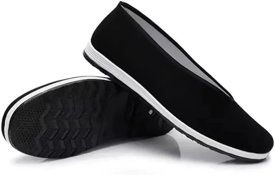 Adult Unisex Breathable Cloth Shoes Black Casual Flat Canvas Shoes
