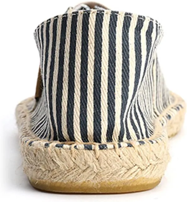 Alexis Leroy Women's Summer Stripe Canvas Flat Espadrilles