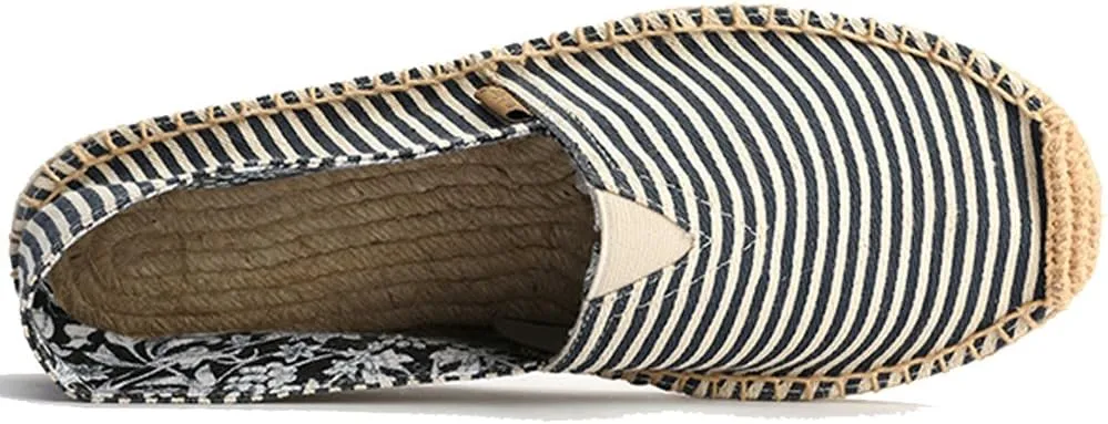 Alexis Leroy Women's Summer Stripe Canvas Flat Espadrilles
