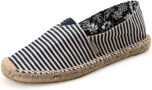 Alexis Leroy Women's Summer Stripe Canvas Flat Espadrilles