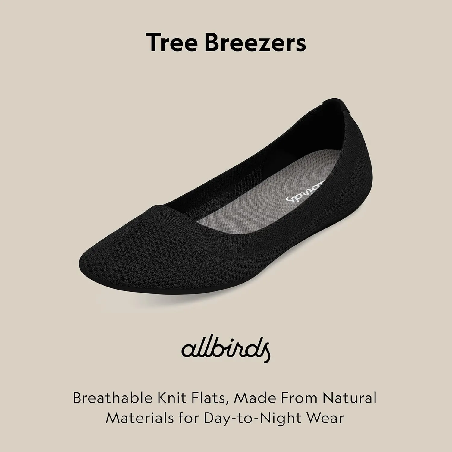 Allbirds Women’s Tree Breezers, Knit Ballet Flats, Slip-On Everyday Round Toe Shoes, Machine Washable Made with Natural Materials