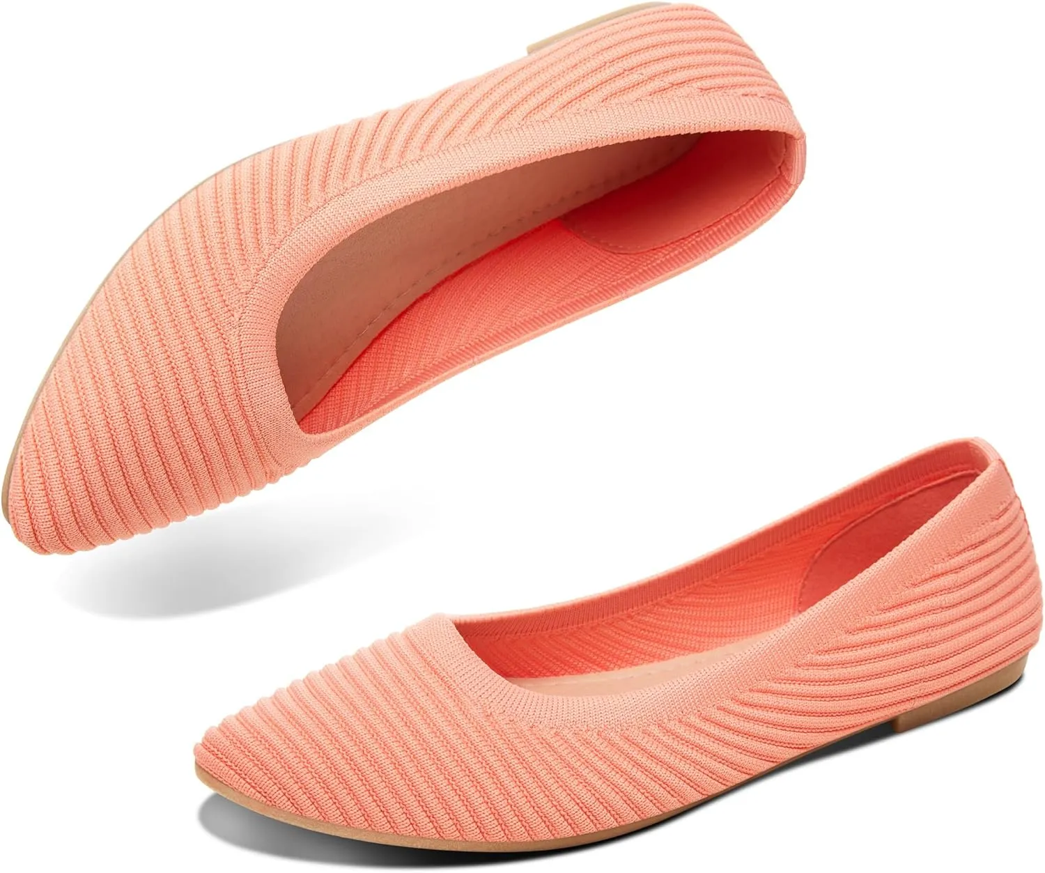 ALTOCIS Womens Knit Ballet Flats Ladies Comfortable Pointed-Toe Dressy Shoes Casual Soft Flat Shoes Ballerina Walking Flats Shoes