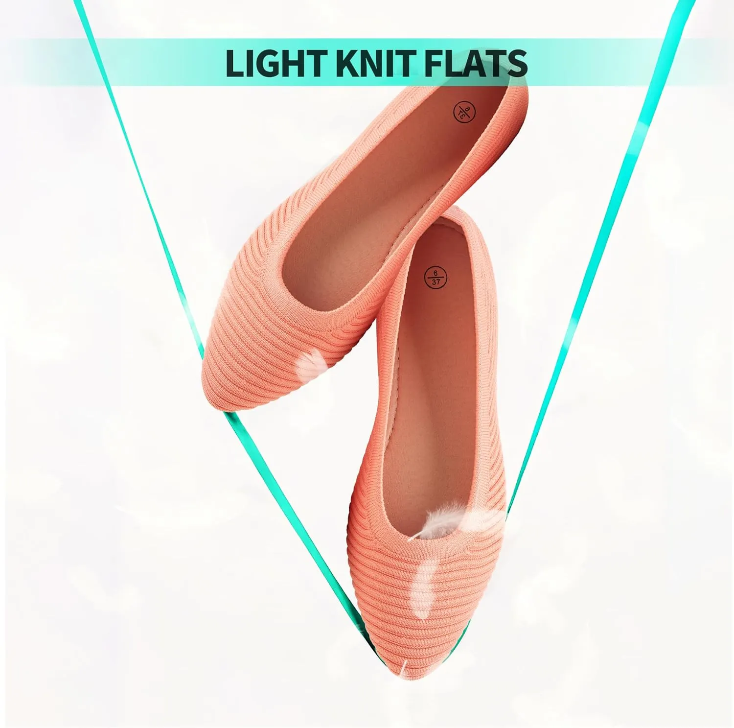 ALTOCIS Womens Knit Ballet Flats Ladies Comfortable Pointed-Toe Dressy Shoes Casual Soft Flat Shoes Ballerina Walking Flats Shoes