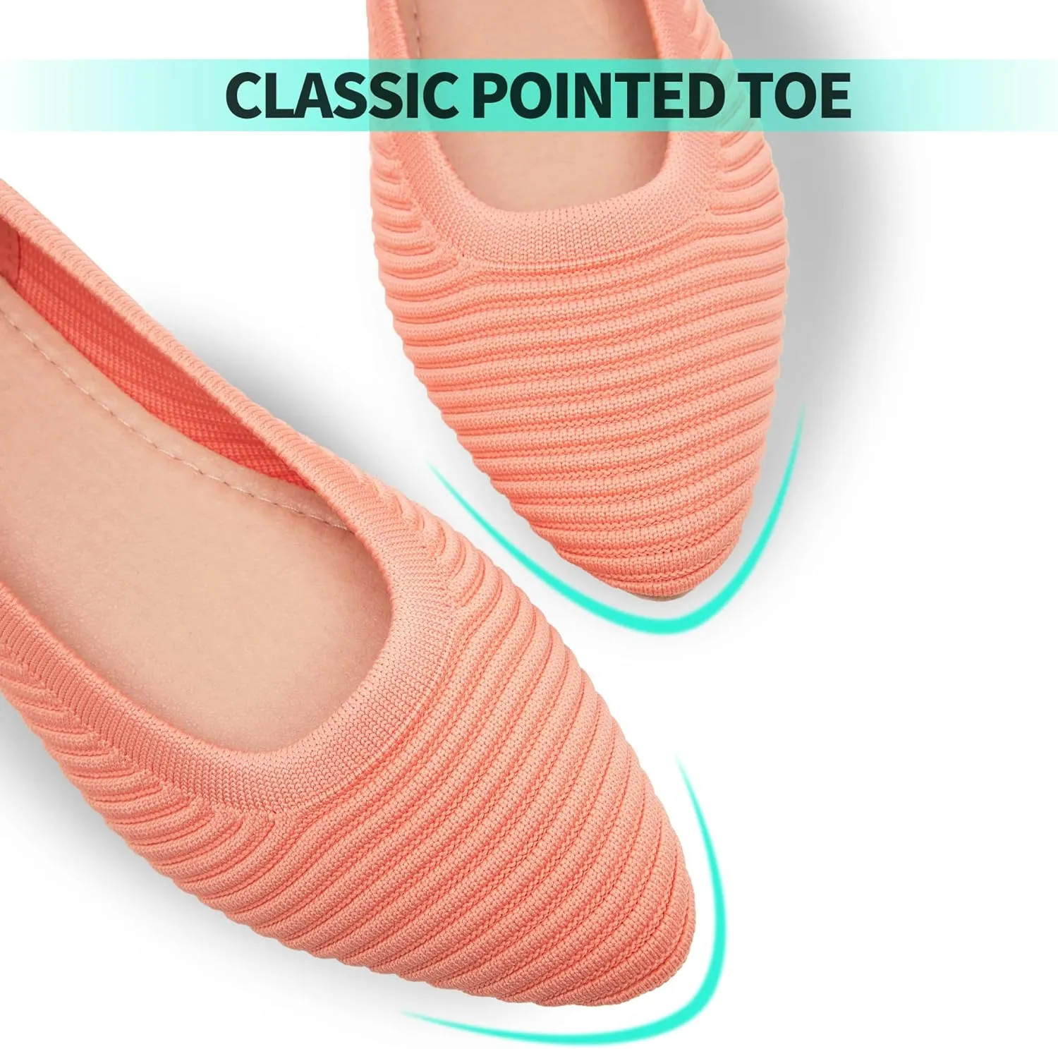 ALTOCIS Womens Knit Ballet Flats Ladies Comfortable Pointed-Toe Dressy Shoes Casual Soft Flat Shoes Ballerina Walking Flats Shoes
