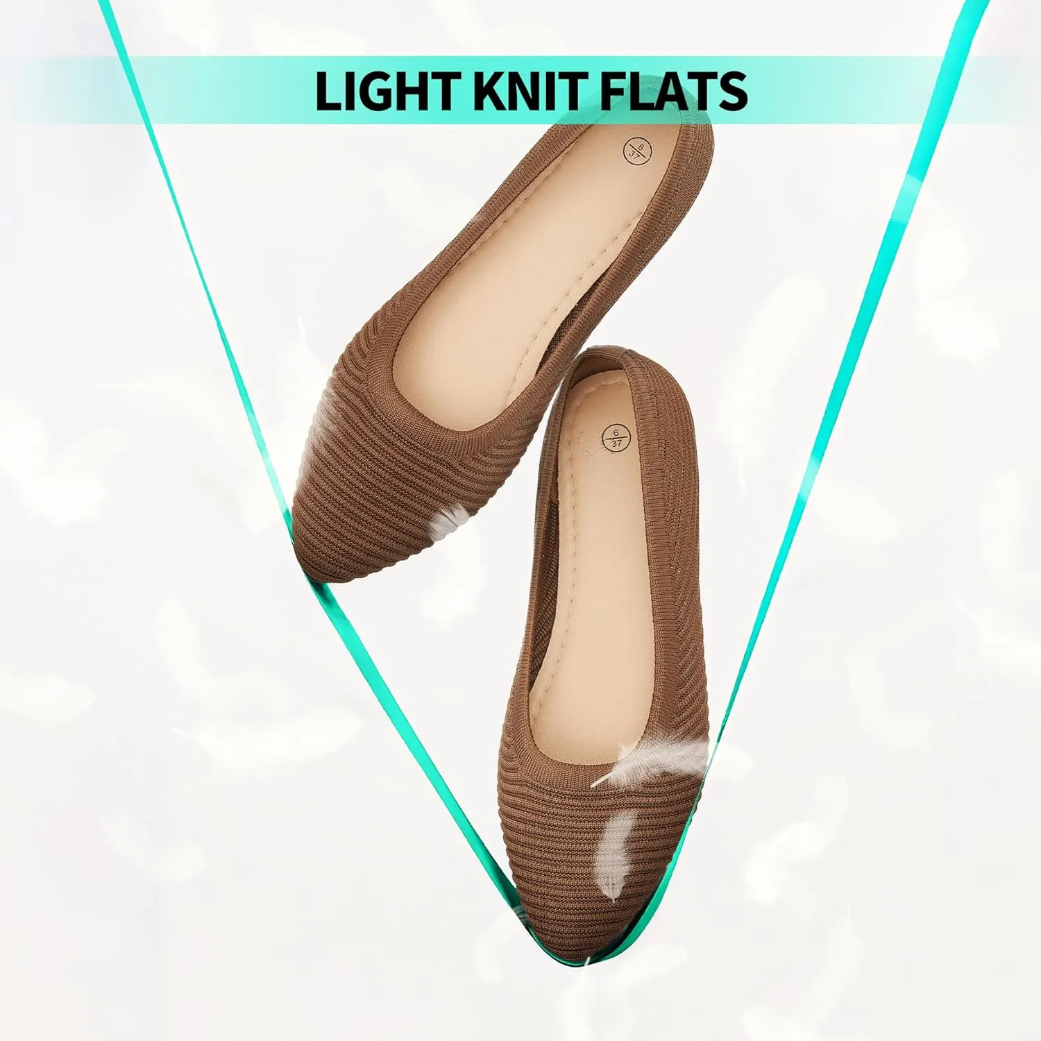 ALTOCIS Womens Knit Ballet Flats Ladies Comfortable Pointed-Toe Dressy Shoes Casual Soft Flat Shoes Ballerina Walking Flats Shoes
