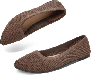 ALTOCIS Womens Knit Ballet Flats Ladies Comfortable Pointed-Toe Dressy Shoes Casual Soft Flat Shoes Ballerina Walking Flats Shoes