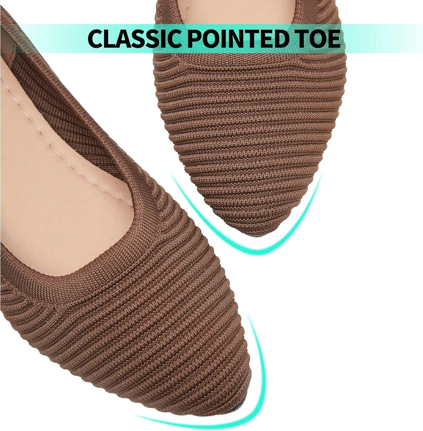 ALTOCIS Womens Knit Ballet Flats Ladies Comfortable Pointed-Toe Dressy Shoes Casual Soft Flat Shoes Ballerina Walking Flats Shoes