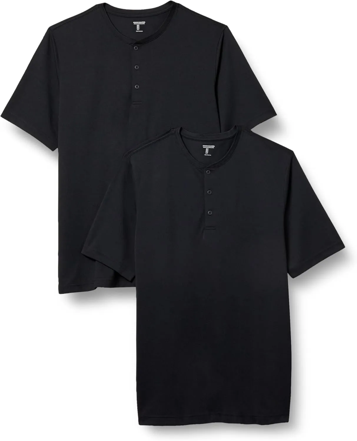 Amazon Essentials Henley Shirts for Men, Short Sleeve, Quick-Dry Jersey, Regular-Fit, 2-Pack