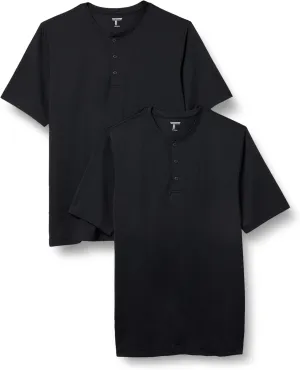 Amazon Essentials Henley Shirts for Men, Short Sleeve, Quick-Dry Jersey, Regular-Fit, 2-Pack