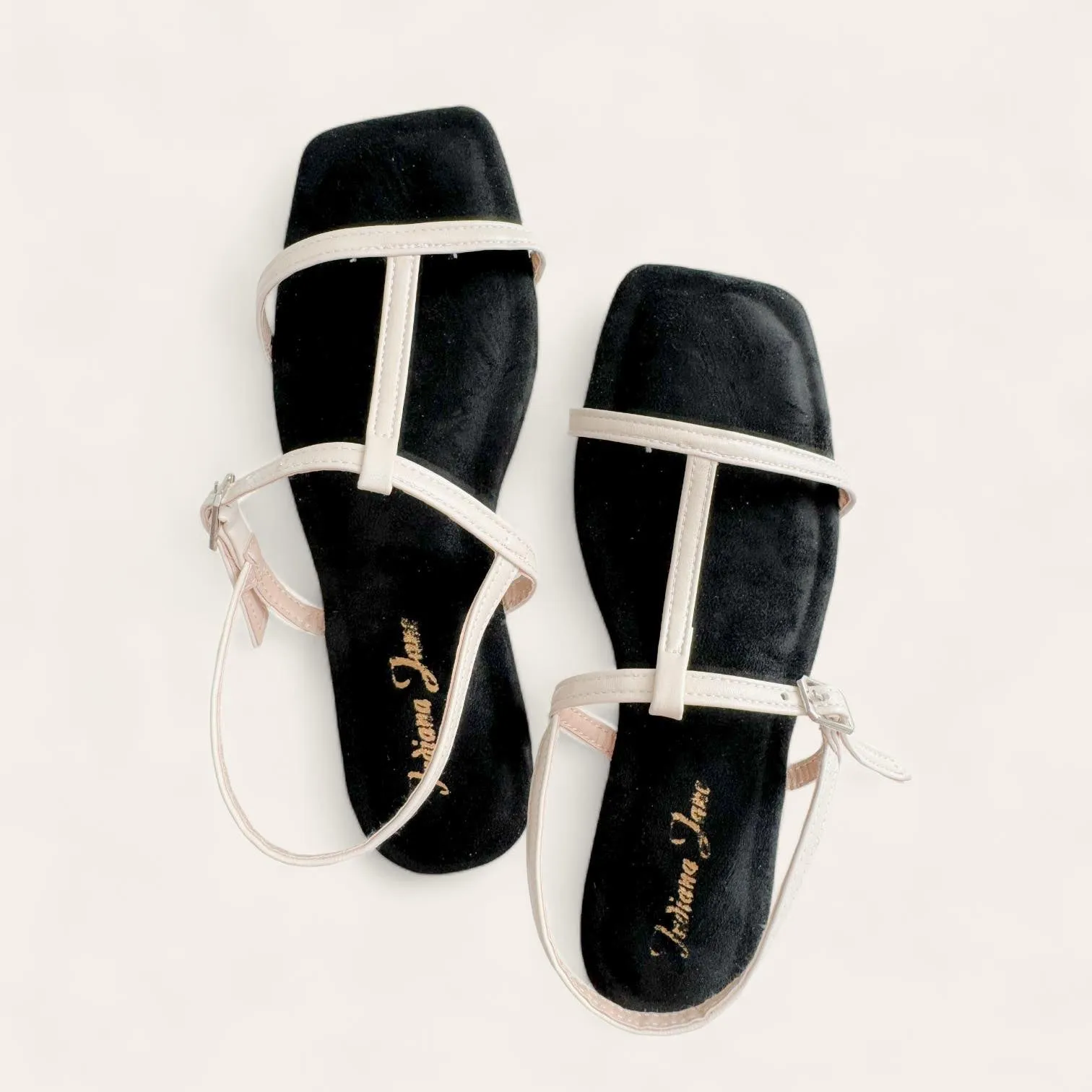 AMBER T Strap Cushioned Flat Sandals