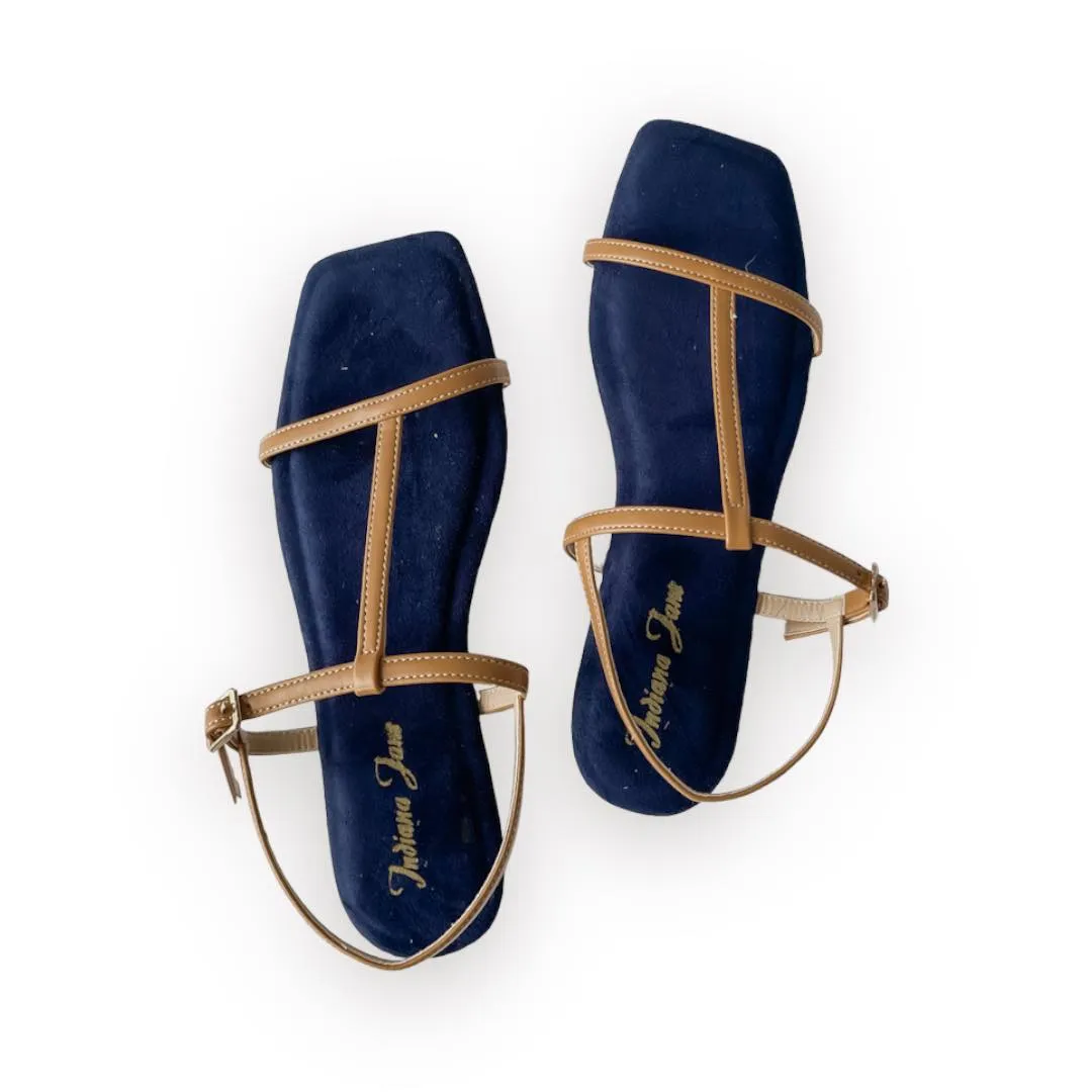 AMBER T Strap Cushioned Flat Sandals