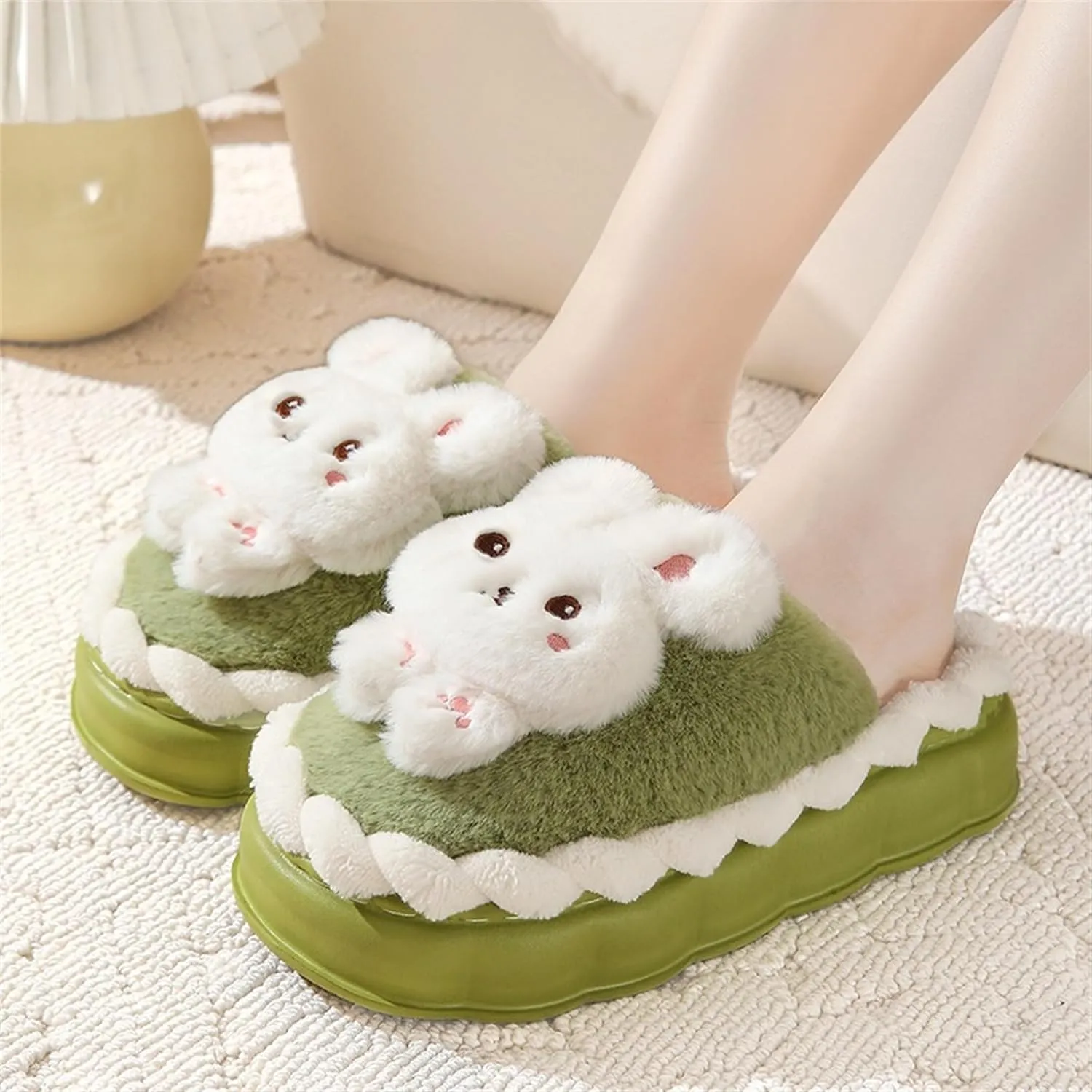 Animal Slippers for Women Cute Bunny Slippers Funny slipper Warm Plush Winter House Cotton Slippers