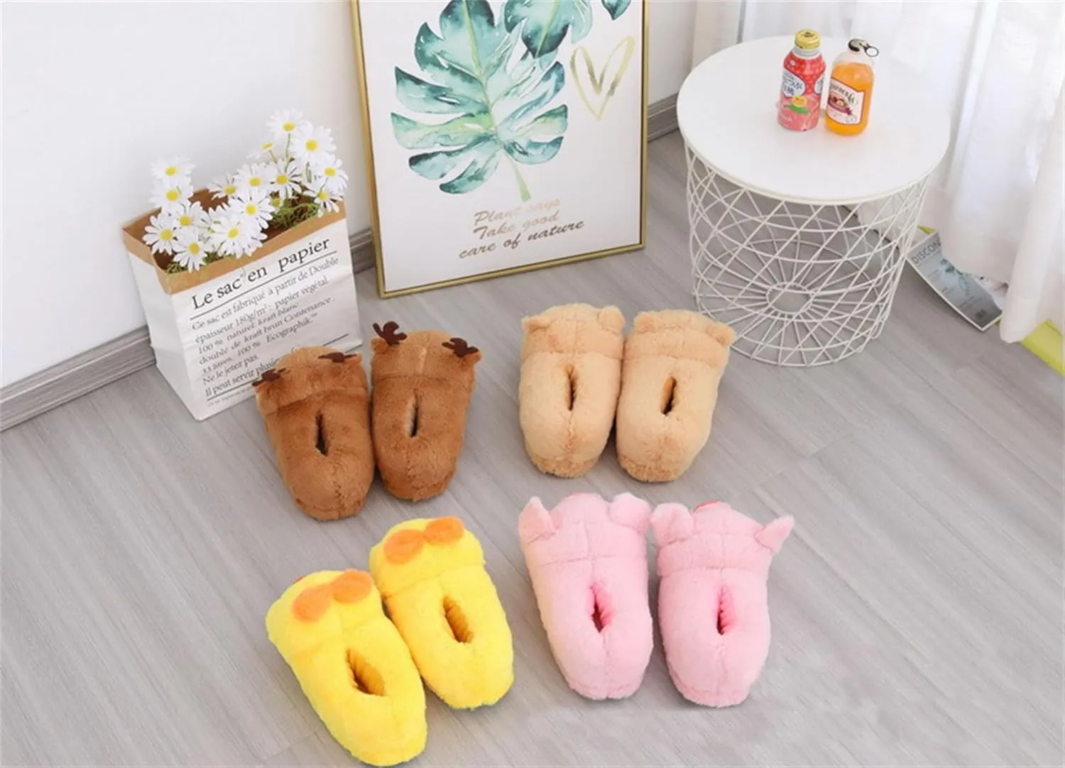 Animal Slippers - Hamster, Pig, Duck & Sheep Shoes - Winter Warm Cotton Anti-Skid Slippers