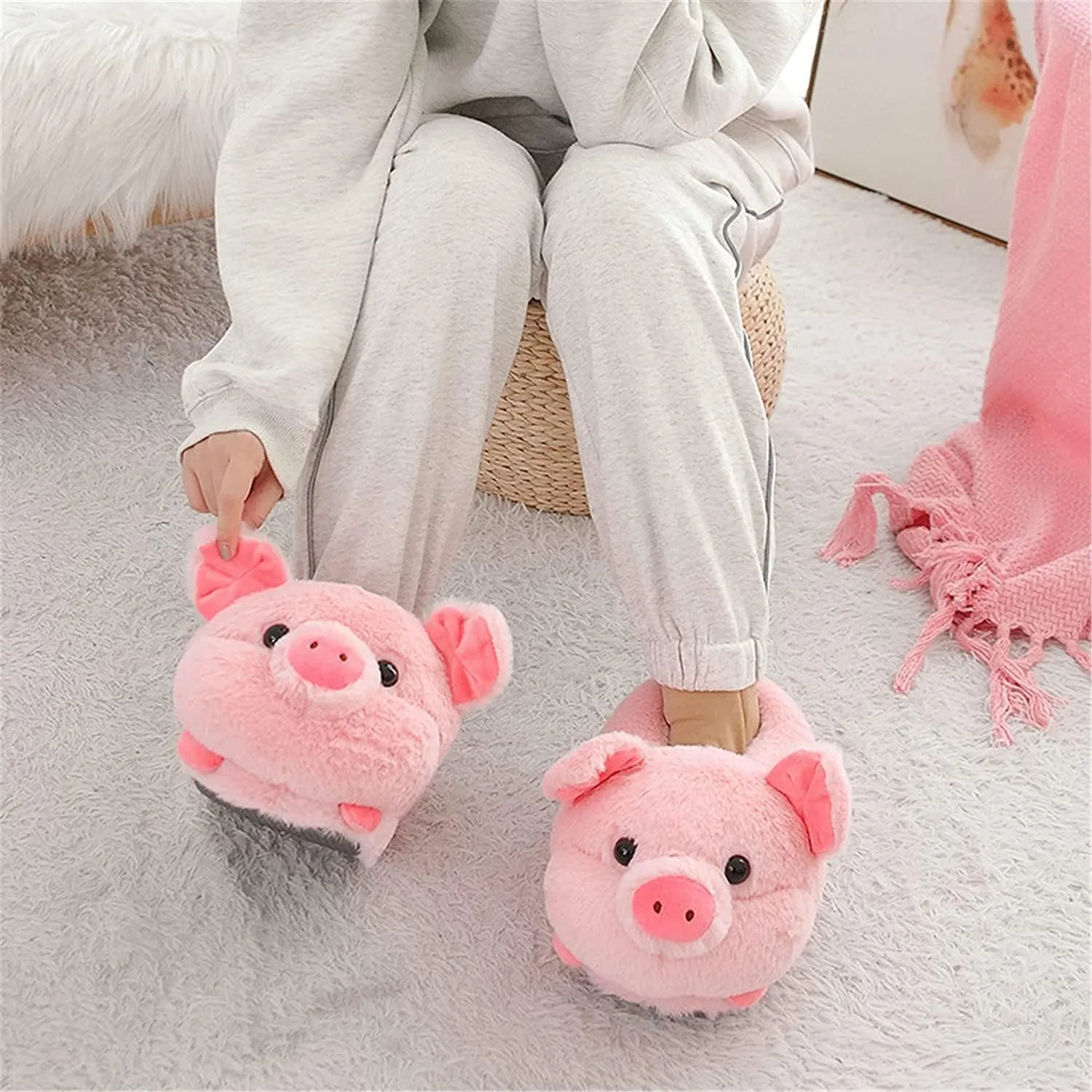 Animal Slippers - Hamster, Pig, Duck & Sheep Shoes - Winter Warm Cotton Anti-Skid Slippers