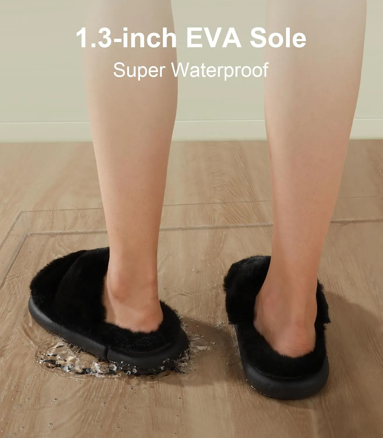 Ankis Fuzzy Slippers for Women - Ultra-Soft Skin-friendly Dual-Strap Furry Slippers | EVA Cushioned Non-Slip Sole | Cozy Memory Foam Women House Slippers | Indoor and Outdoor Cloud Slippers