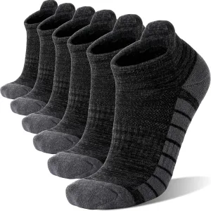 Ankle No Show Running Hiking Athletic Socks Sports Compression Cotton Cushioned Socks 6 Pairs for Women Men