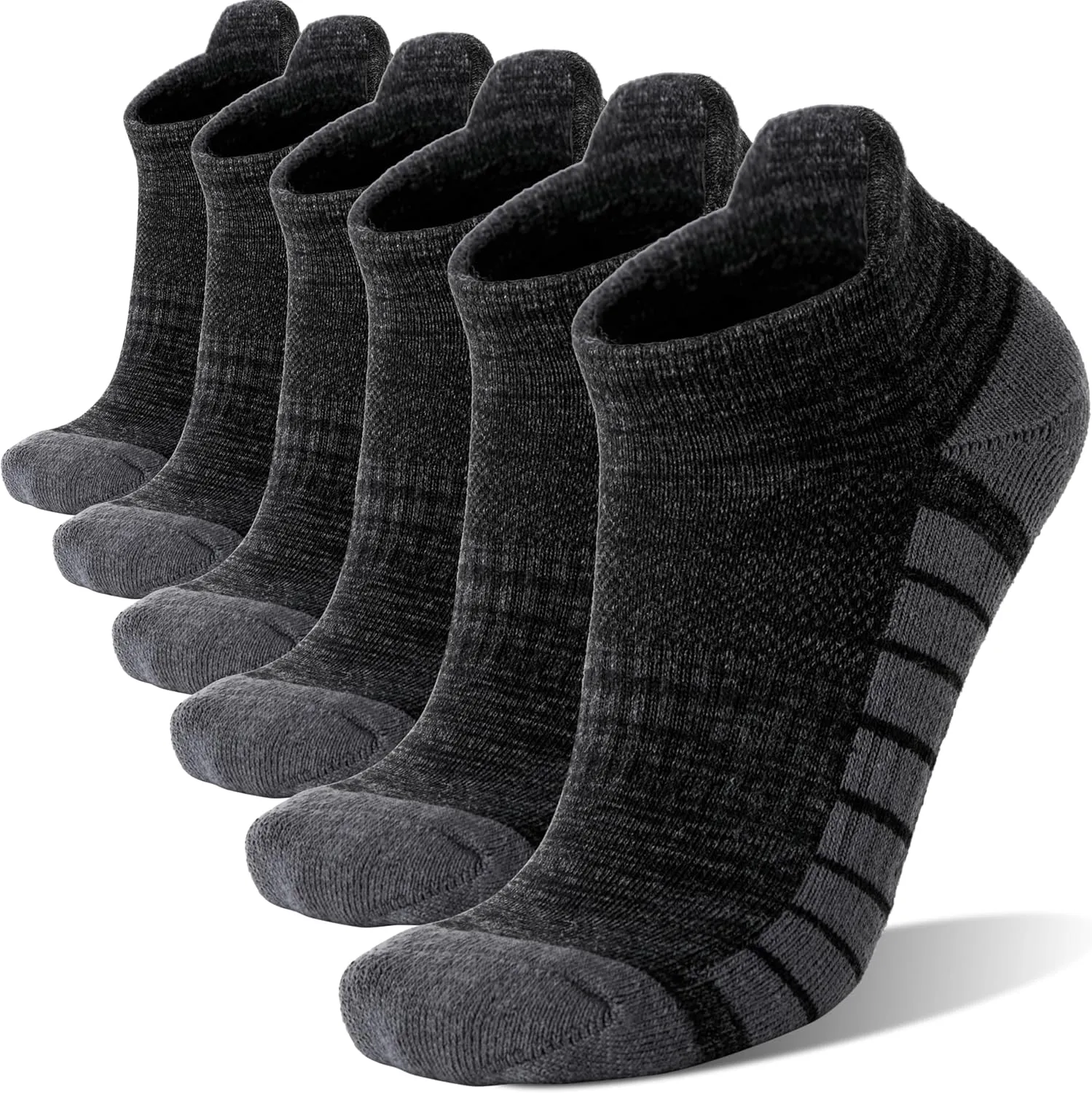 Ankle No Show Running Hiking Athletic Socks Sports Compression Cotton Cushioned Socks 6 Pairs for Women Men