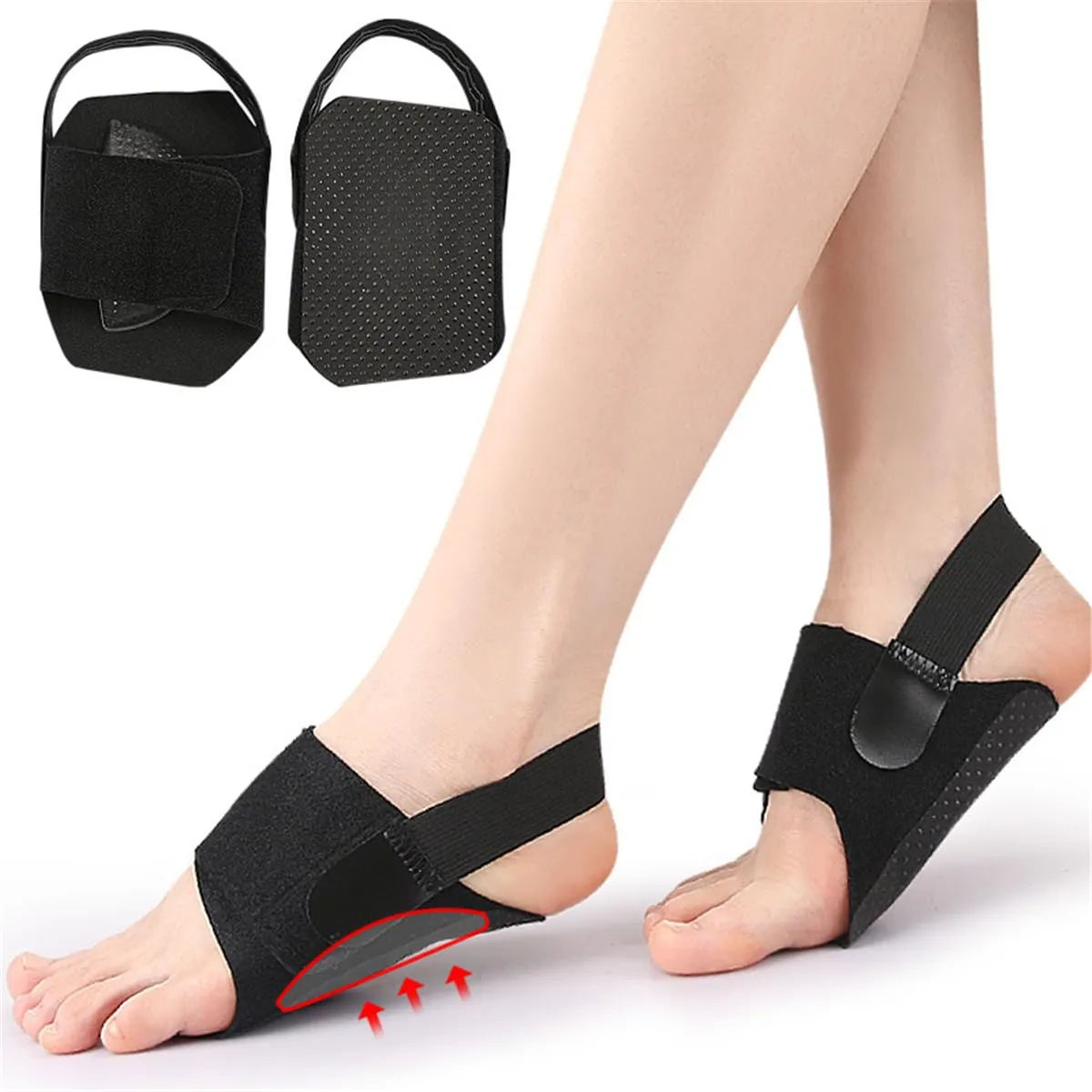 Arch Support Compression Sleeves for Flat Feet, Upgrade Adjustable Arch Support Compression Bands Sleeves with Gel Pad, Non-Slip Orthotic Arch Wraps for Fallen Arch, Arch Pain