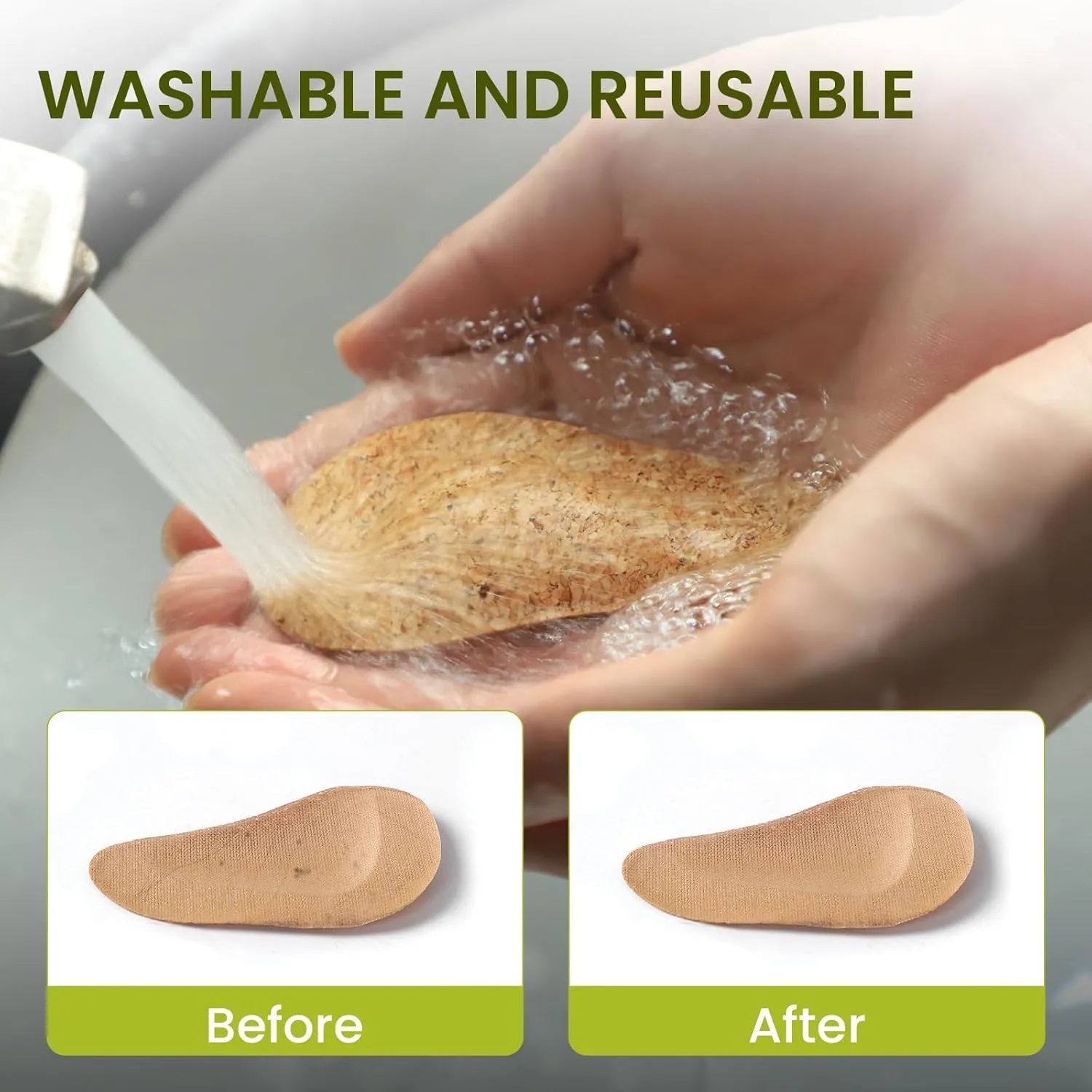 Arch Support Shoe Inserts & Insoles - Bukihome Gel Arch Inserts for Flat Feet, Plantar Fasciitis - Adhesive Arch Pad for Foot Pain Relief - All Day Comfort - 0.47 Inch - 4 Pairs (Cork)